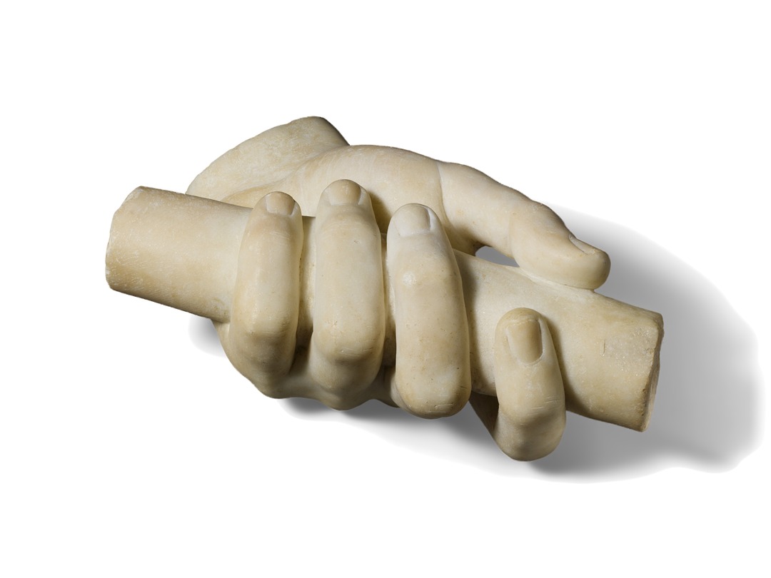 Marble hand gripping a rod